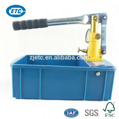 Low price manual hydraulic water pressure test pump with plastic water tank